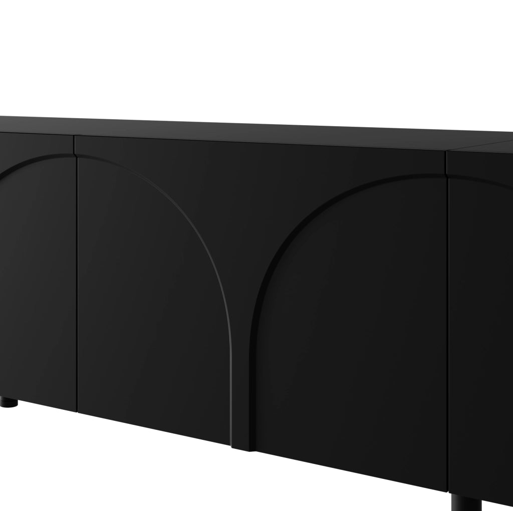Mobile TV 180x35x49 cm con 4 ante e 2 vani separati in MDF e pannello truciolare nero