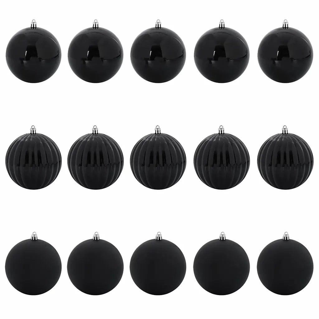 Set di Palle di Natale 15 pz-Decorazioni natalizie Nero Plastica