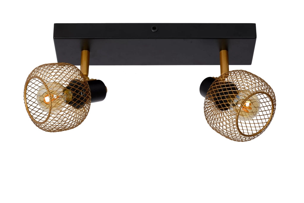 Plafoniera doppia Lucide Maren 2xE14 40W oro/nero metallo