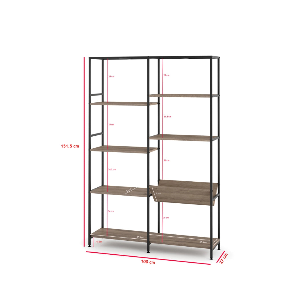 Scaffale industriale Hispanohogar finitura noce e grafite 151x100x27