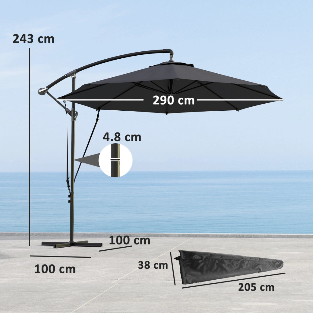 Ombrellone da Giardino Rotondo Inclinabile e Girevole, Manovella e Protezione UPF 50+, ?3 m, Grigio Scuro