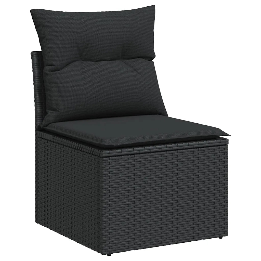Set Divani da Giardino 4 pz | Set Salotto da Giardino con Cuscini Nero in Polyrattan