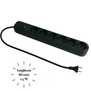 Ecova 30098x multipresa 6 uscite universali con interruttore cavo 1,5m nero 3500w