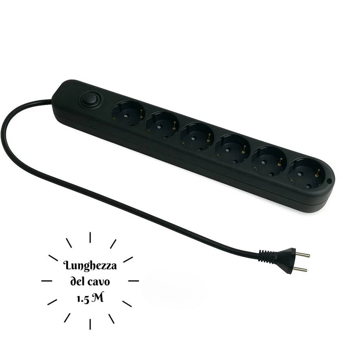 Ecova 30098x multipresa 6 uscite universali con interruttore cavo 1,5m nero 3500w