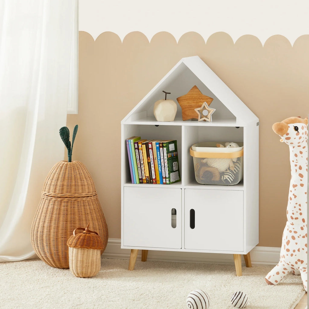 Libreria per bambini Scaffale per giocattoli Mensola portaoggetti Mobili per la camera dei bambini bianco 60x30x103cm KMB58-W SoBuy