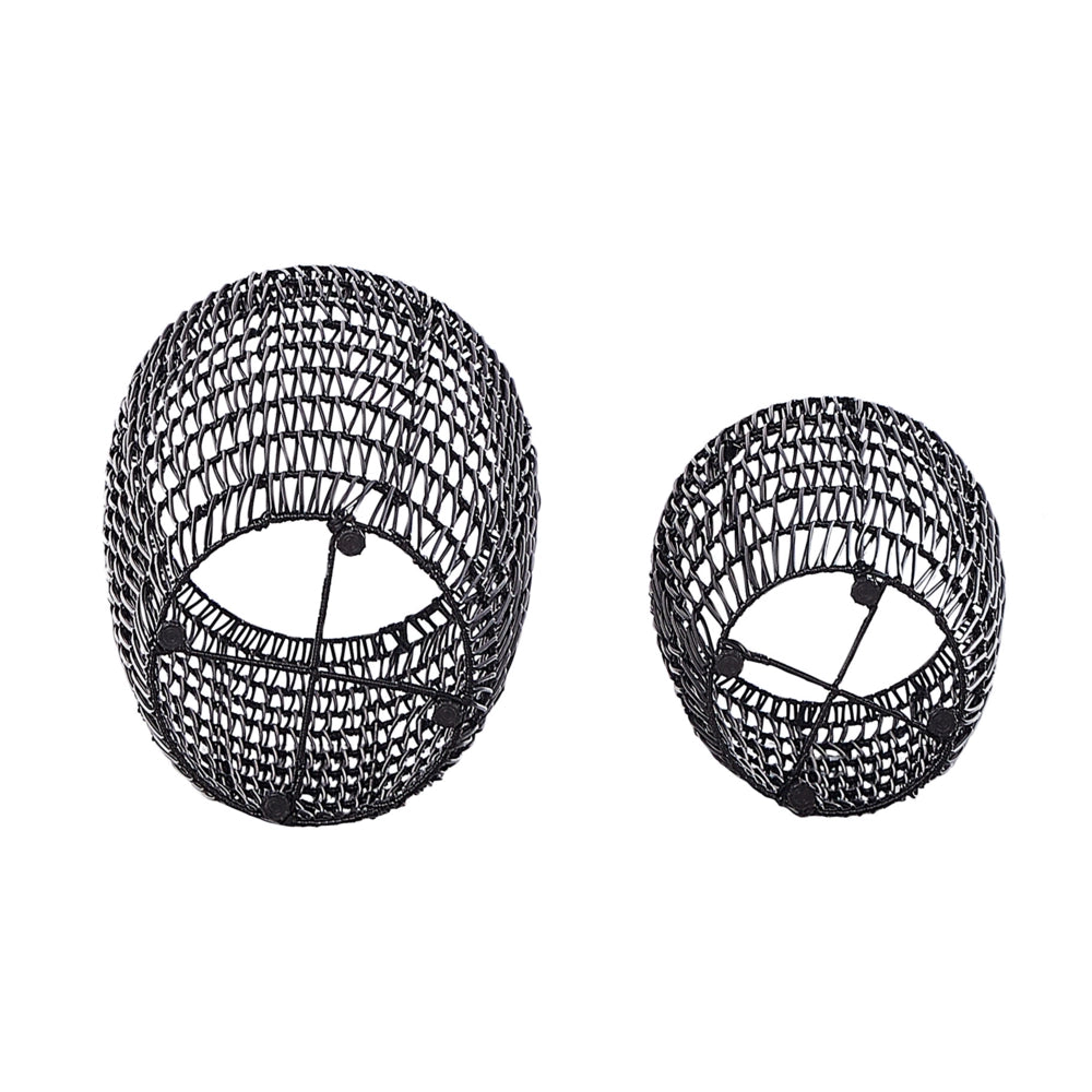 Set di 2 vasi in finto rattan con inserto nero per interni ed esterni