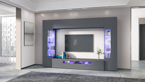 Parete Attrezzata Soggiorno 200x40x35 cm Egypt Grigio Antracite Opaco