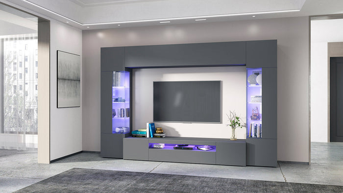 Parete Attrezzata Soggiorno 200x40x35 cm Egypt Grigio Antracite Opaco