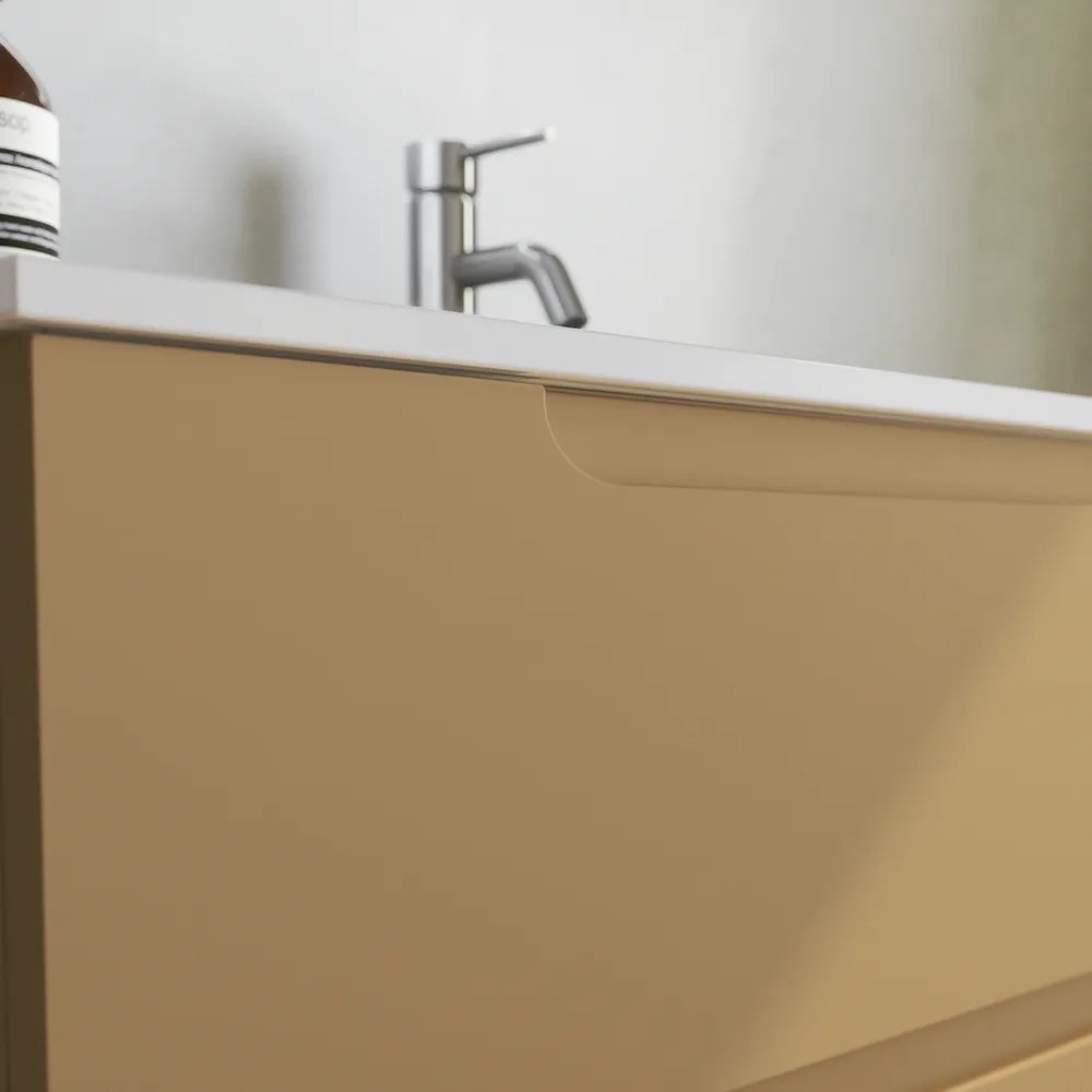 Mobile bagno sospeso 90 cm due cassetti sabbia opaco con lavabo | Ardenne