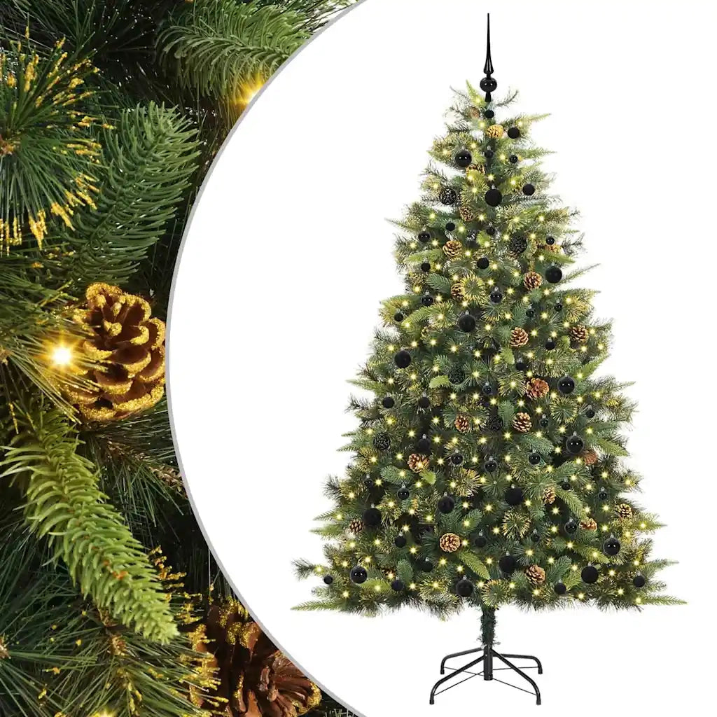 Albero di Natale artificiale pieghevole con coni Verde 210 cm 3395099