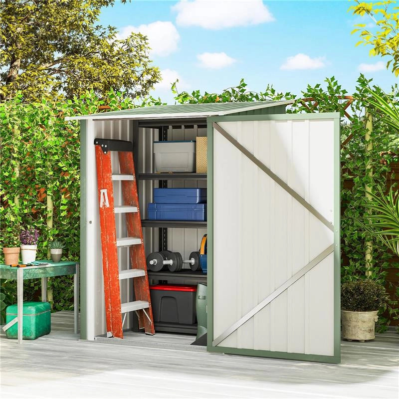 CASETTA DA GIARDINO PORTA ATTREZZI IN ACCIAIO GALVANIZZATO CON PORTA, 100X104X160 CM, VERDE CHIARO
