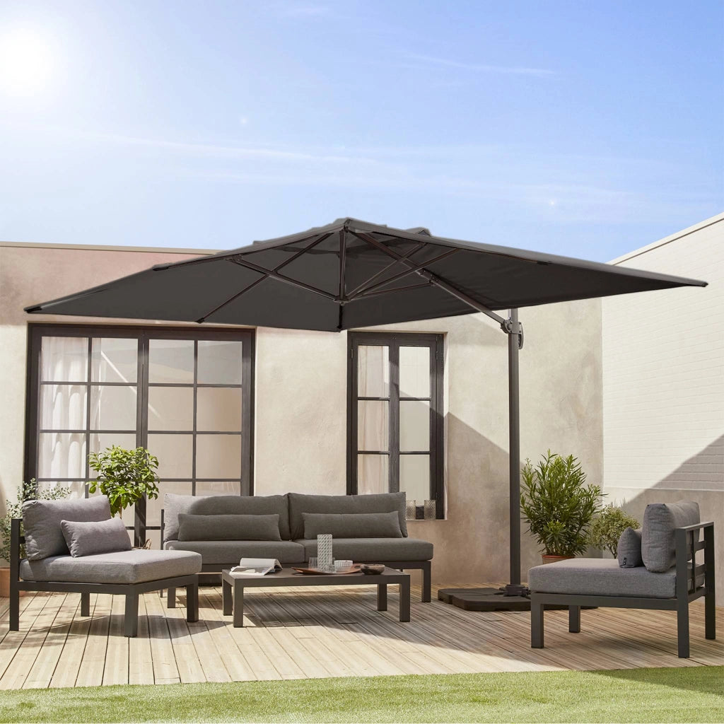 Ombrellone rettangolare, 3x4m, grigio
