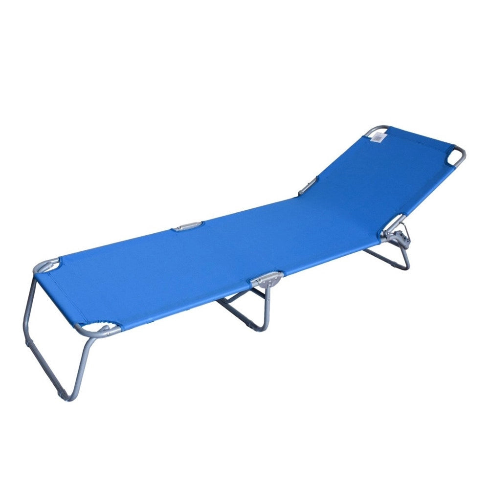Trade Shop - Lettino Prendisole Pieghevole Senza Parasole Con Schienale Regolabile Brandina Blu 281022 -