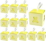 Scatola di regalo per compleanni, battesimi, cresime, matrimoni con striscia di organza bianca per 50 pacchi (color giallo chiaro)