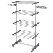 Stendino Verticale 4 Ripiani Regolabili ¨C zephmum ¨C Grigio Argento 142x55x172 cm