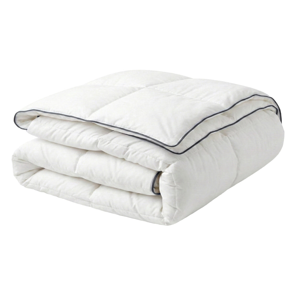 Copripiumino in cotone Japara bianco Imbottitura microfibra Taglia unica 155 x 220 cm Trapuntato per tutte le stagioni Lavabile in lavatrice