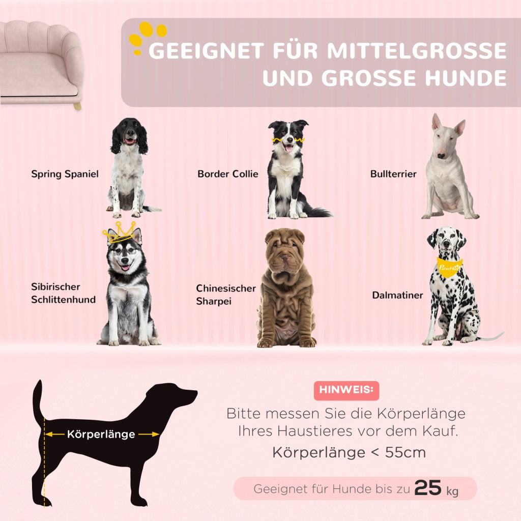 Divano per cani ¨C zephmum ¨C rosa, legno, imbottito