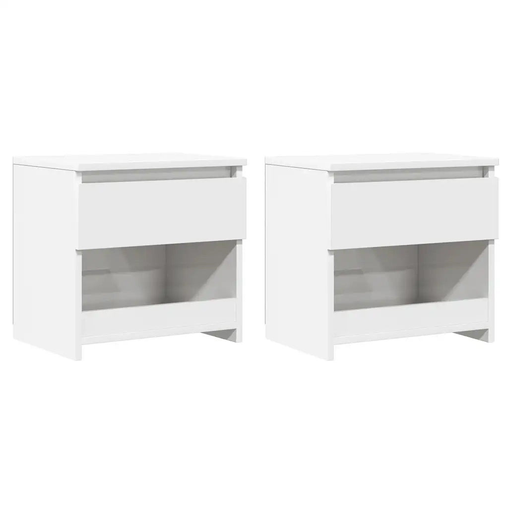 Comodini 2 pz-Set di 2 Tavolino da notte Bianco Lucido 40x30x39 cm in Legno Multistrato