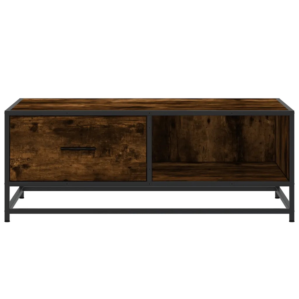 Tavolino-Tavolino da soggiorno-Tavolo Rovere Fumo 90x57x35 cm in Legno Multistrato e Metallo