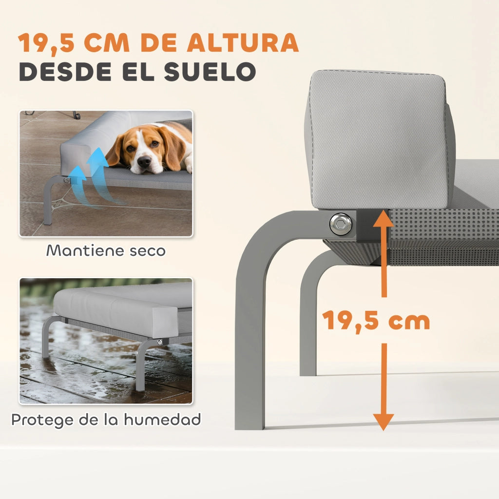 Letto per cani elevato con rete traspirante e struttura in acciaio ¨C zephmum ¨C grigio 110x75x30 cm