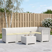 Divano da Giardino 5 Posti con Cuscini Stile Rattan PP Bianco 3444042