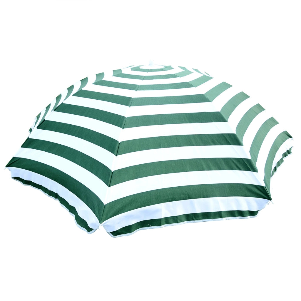 Ombrellone da Giardino Ø180x200H cm Spiaggia Inclinabile in Metallo Verde e Bianco