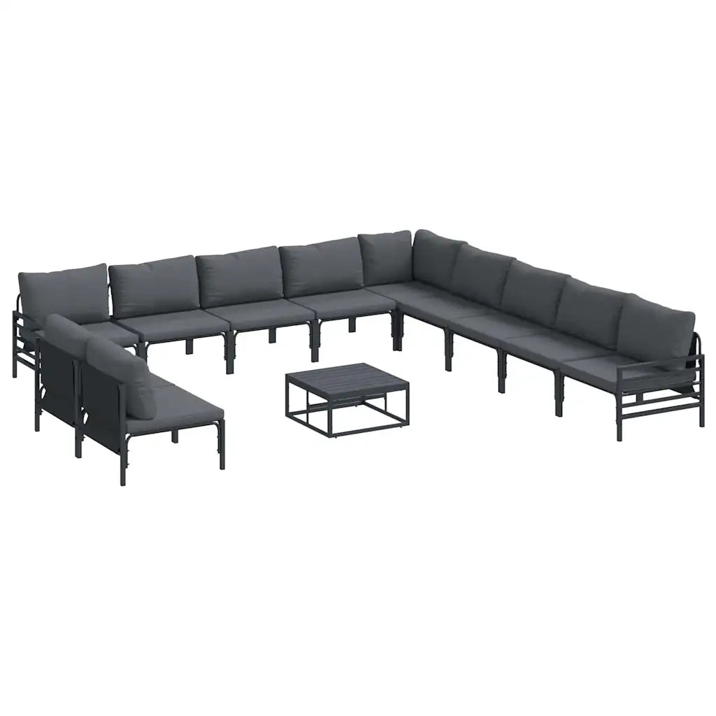 Set Divano da Giardino con cuscino 12 pcs Nero Acciaio 3379001