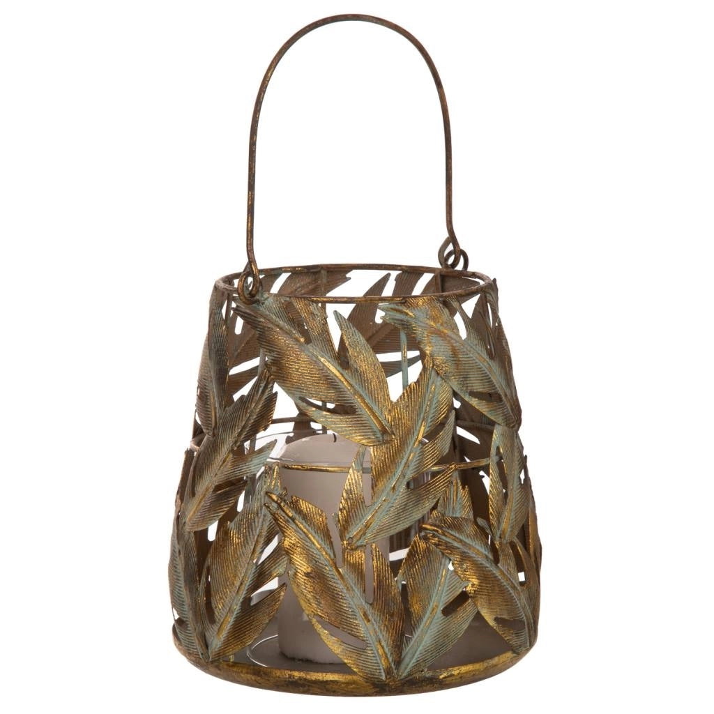 Portacandele in metallo dorato 17,5x17,5x19h