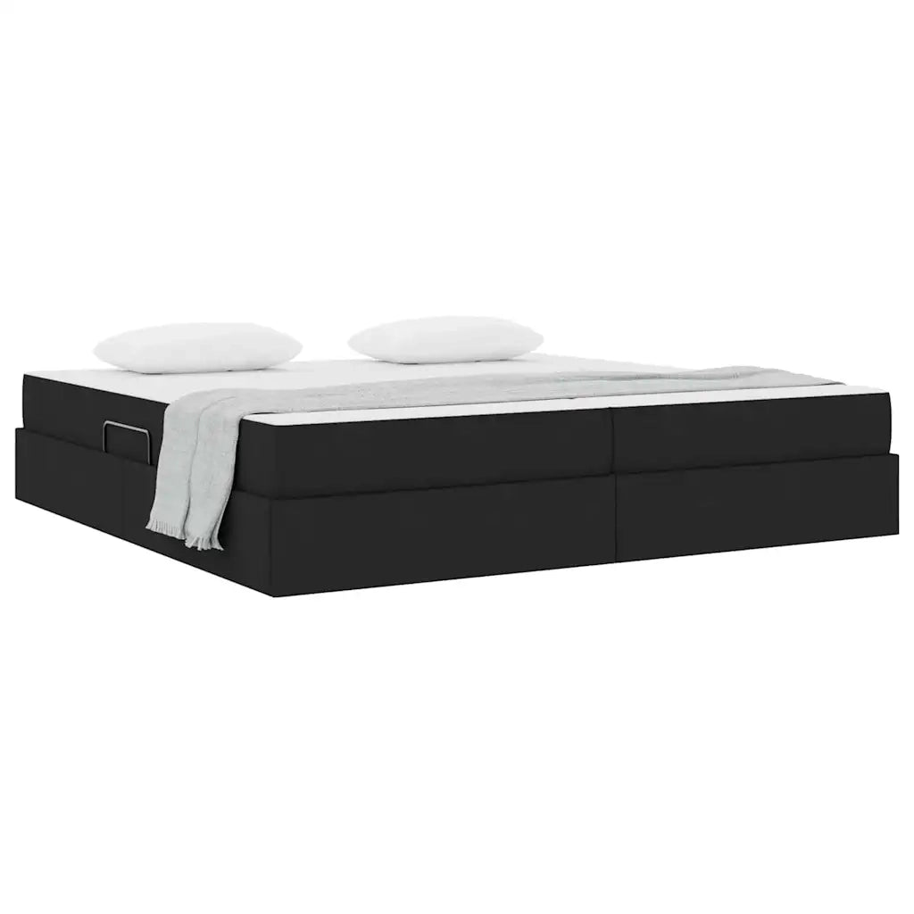 Letto con contenitore e materasso Nero 200 x 200 cm Poliestere