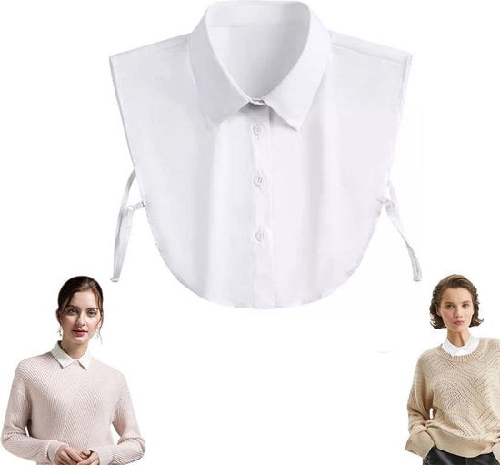 Kraag per donna - Nekomtrek 40cm - Cappuccio in cotone largo - Cappuccio per camicia - Cappuccio sostituibile - Cappuccio per autunno, inverno e primavera - Regolabile - Rimovibile - Cappuccio - Sostituto di camicia - Camicia - Nekomtrek 40cm - Bianco