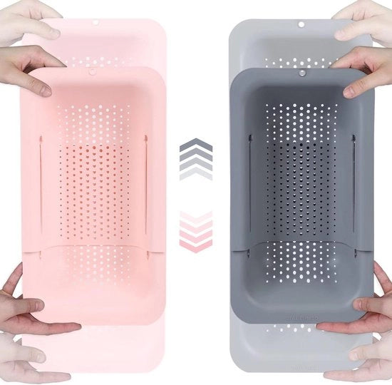 Verga utensili per verdure e frutta - sfoglia pasta - ausilio cucina estensibile - set da 2 grigio-rosa