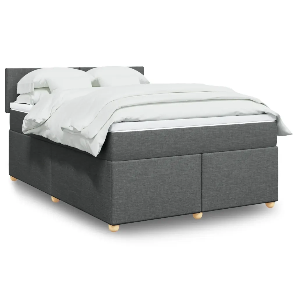 vidaXL Giroletto a Molle con Materasso Grigio Scuro 160x200 cm Tessuto
