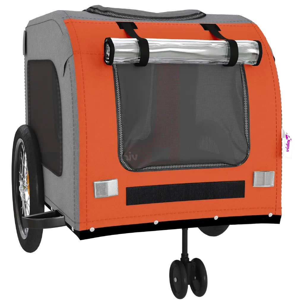 Rimorchio da Bici per Animali Arancione e Grigio Oxford e Ferro 93858
