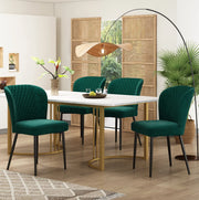 Set da pranzo 140x80x75 cm moderno; struttura in MDF e velluto verde