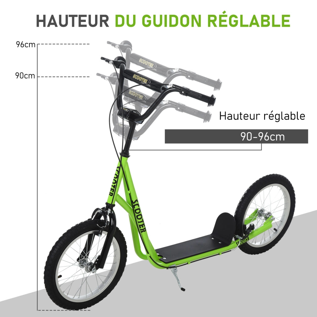 Trottinette per Bambini ¨C zephmum ¨C Verde, Acciaio, Grandi Pneus