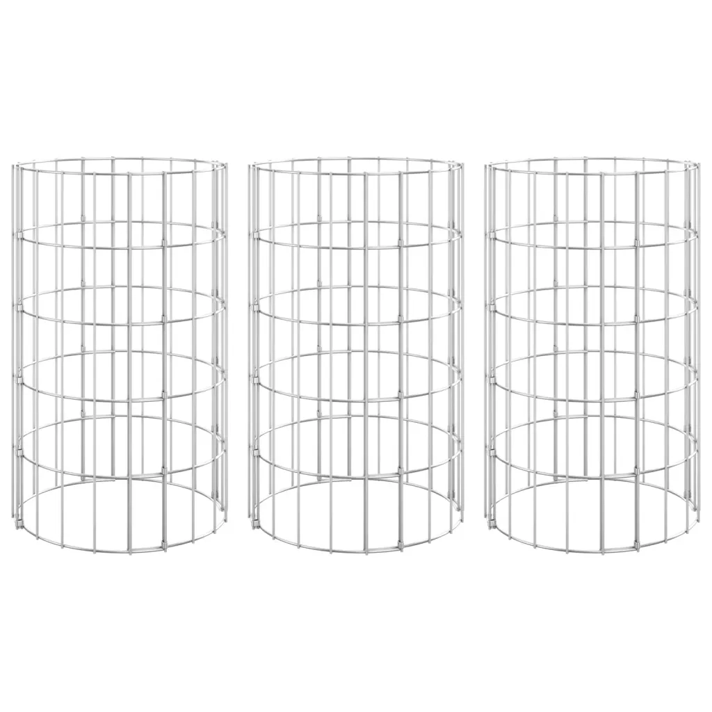 Fioriere Gabbione Circolare 3 pz in Acciaio Zincato Ø30x50 cm 152019