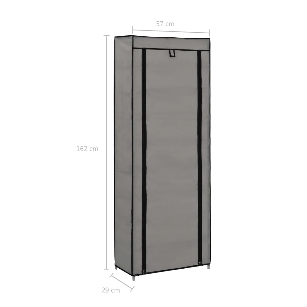 Scarpiera mobile contenitore per scarpe mobile ingresso/corridoio/soggiorno con coperchio 57 x 29 x 162 cm tessuto grigio 02_0021410