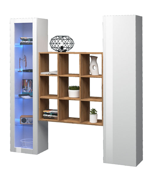 Parete Attrezzata Soggiorno 170x30x180 cm Maruska n°25 Bianco Lucido