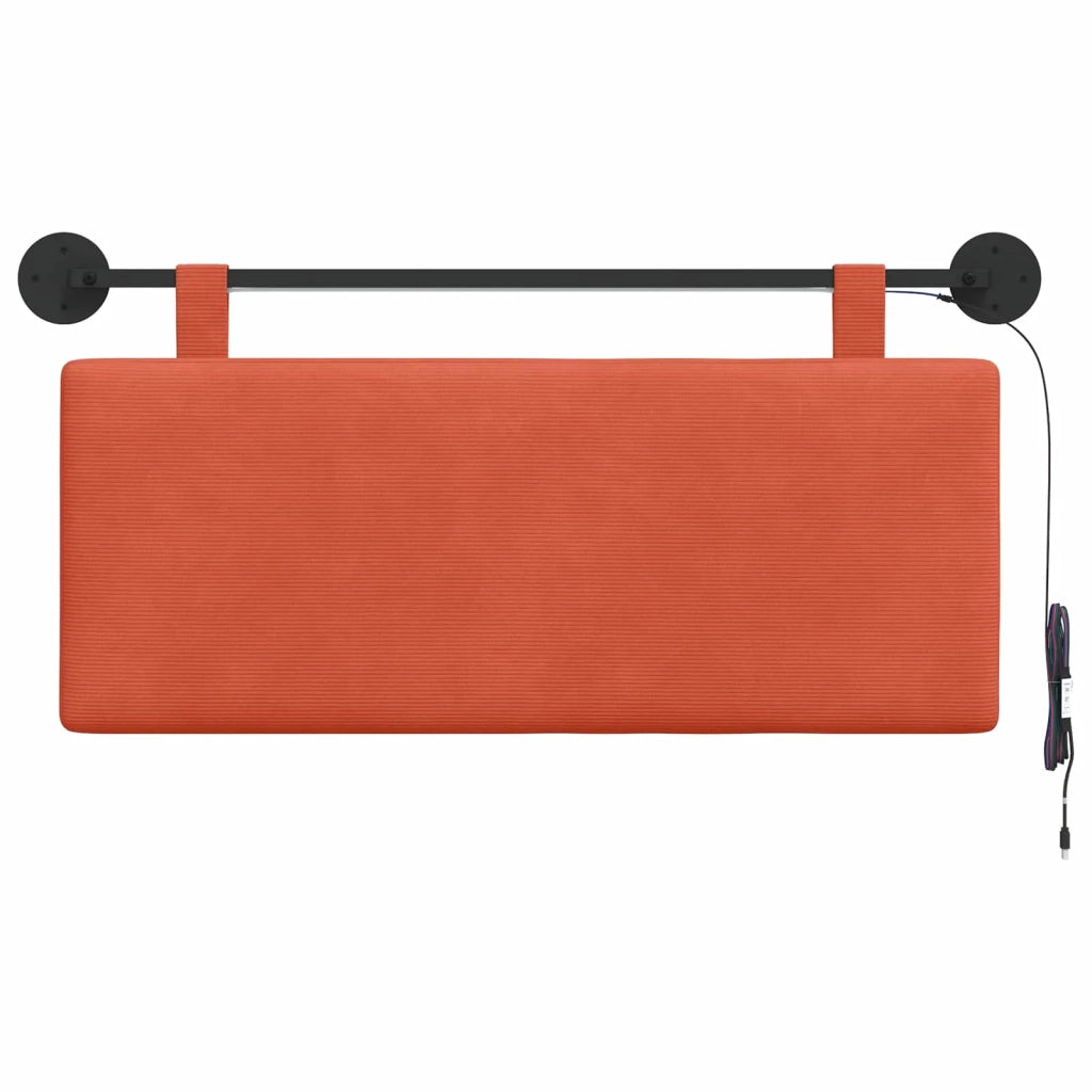 Testiera sospesa Con luce LED Rosso Arancio Tessuto in Cords 3424298