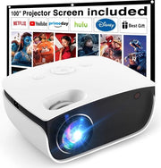 Proiettore Mini - Ingresso fino a 1080P Full HD - Compreso schermo 100 pollici - Proiettore - Proiettore Mini - HDMI - USB - Bianco - Smartphone - Portatile - Altoparlante integrato
