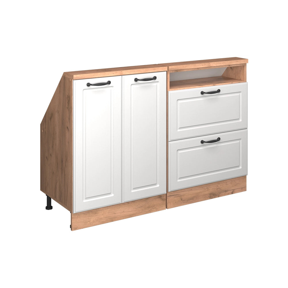 Set di mobili sottotetto Rion Bianco rustico/Rovere dorato 120 x 83.8 cm Set di 2 Vicco