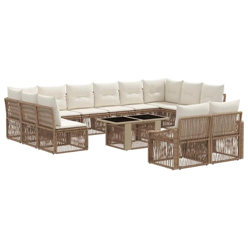 Set Divano da Giardino 13 pz Beige e Bianco Crema polyrattan 3437319