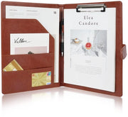 Cartellino A4 per scrivere, cartellino per riunioni, rivestimento in PU, cartellino per appunti con blocco note, cartella per documenti, organizzatore per portafoglio professionale, chiusura magnetica, marrone