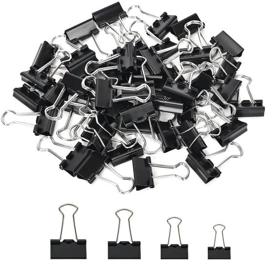 Fasciature per documenti 160 pezzi - Faccette ripiegabili per fogli 15/19/25/32 mm - Papierclip neri - Fasciature per documenti - Papierclip - Materiale di alta qualità - Papierclip
