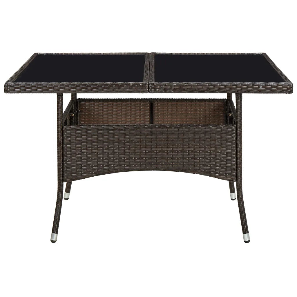 Tavolo da Pranzo da Giardino Marrone in Polyrattan e Vetro cod mxl 34404