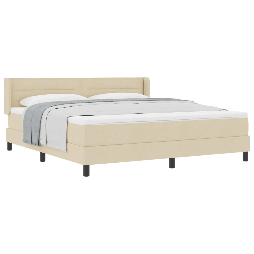 Letto a molle con testiera Crema 200 x 180 cm Tessuto 3341060