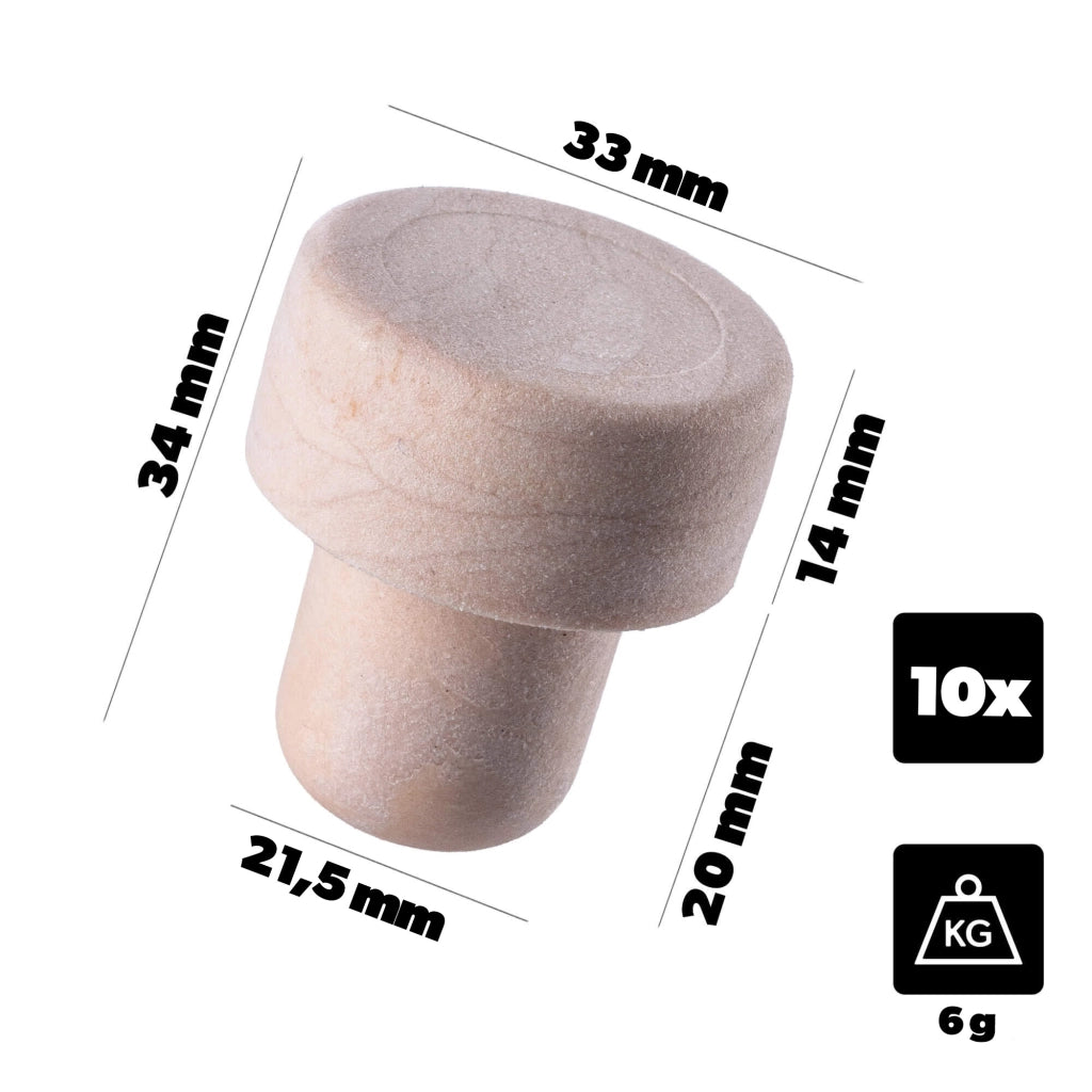 Tappi per bottiglie a forma di fungo KADAX per liquori, Ø21,5 mm, 10 pezzi