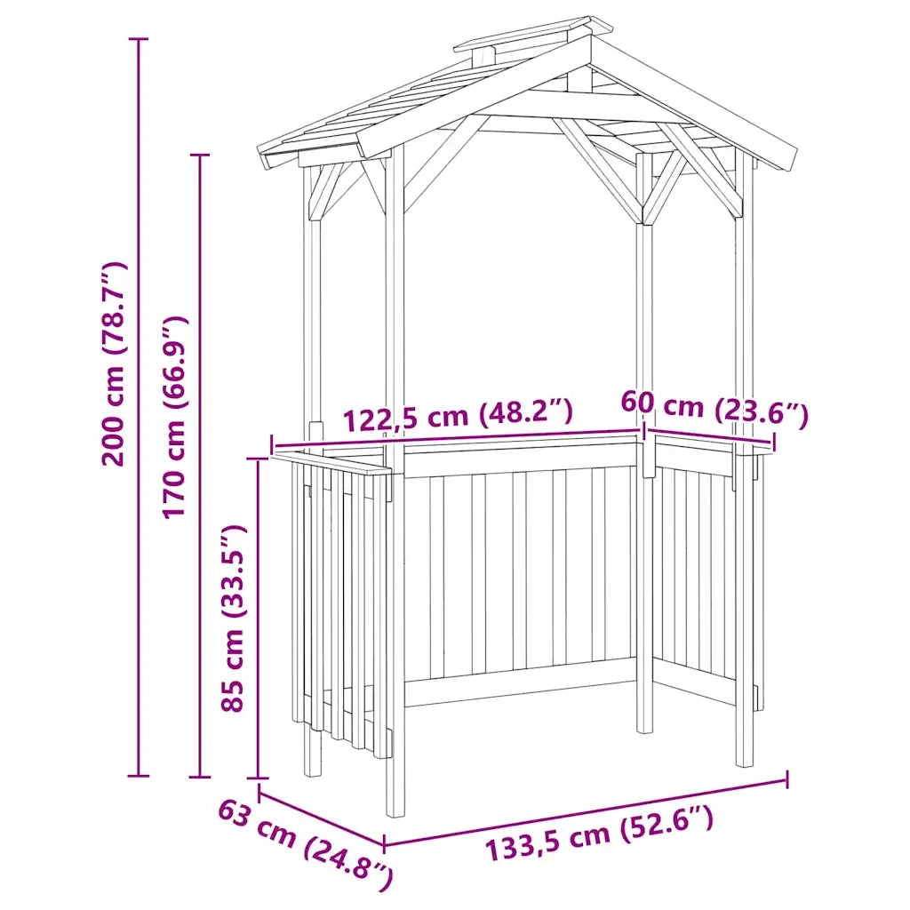 Casetta per barbecue 133,5 x 63 x 200 cm 42013037