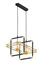 Lampadario moderno nero oro sfere ambra 2xG9 Fiori