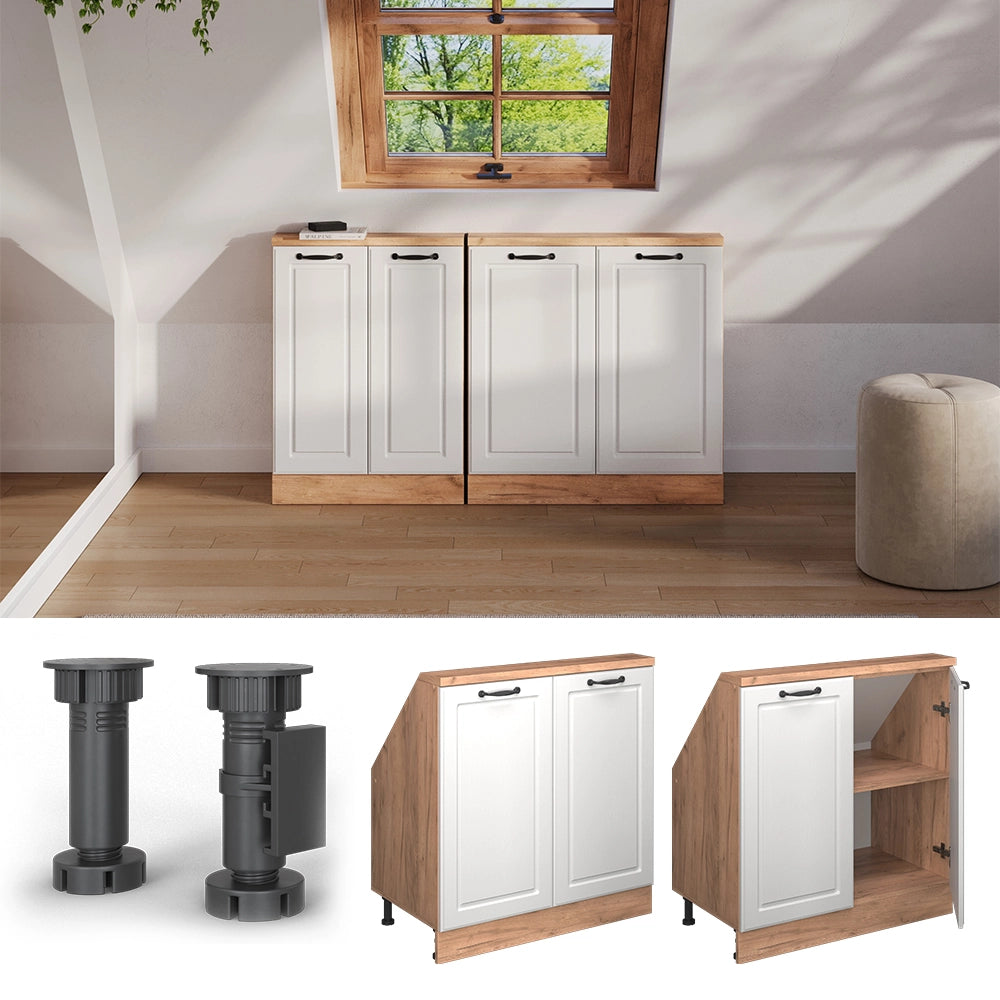 Mobile sottotetto Rion Bianco rustico/Rovere dorato con 2 porte Vicco